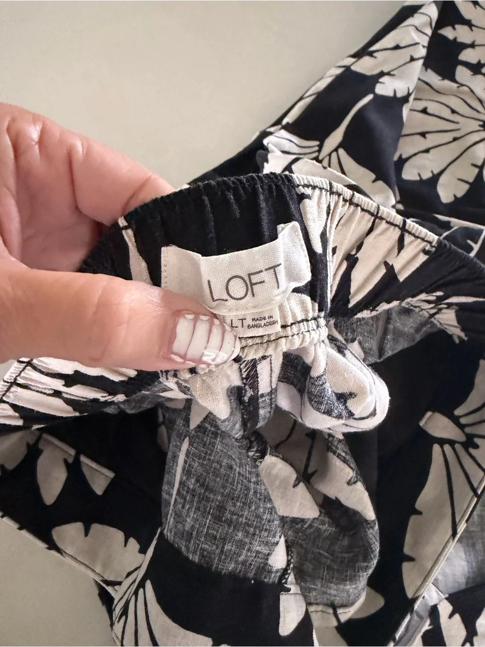 LOFT Black and Cream Floral Wide-Leg Pant Set